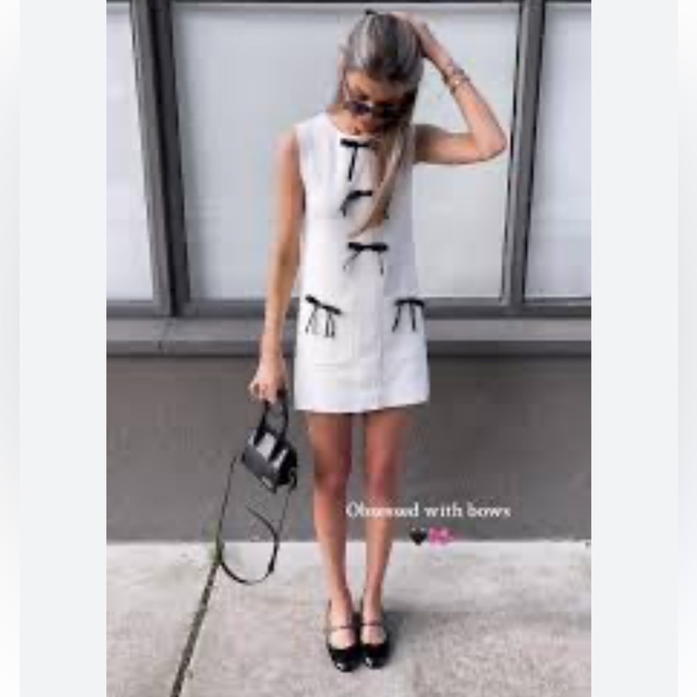 Zara Bow Knit Knit Dress Size M Bloggers Favorite - Picture 10 of 12